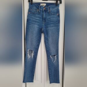Madewell Blue Skinny Distressed Jeans. 
9" High-Rise Skinny Jeans